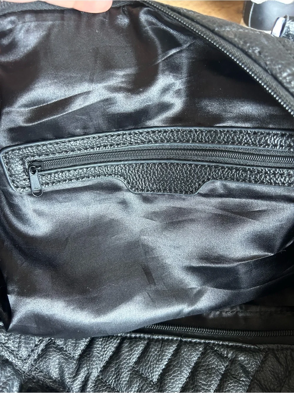 Large Black Quilted real Leather Duffel Bag travel carryon faux branding Italy